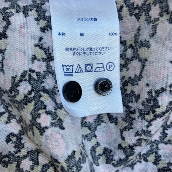 Chaps No Iron Button Down Shirt Black/Pink Ditsy Floral Contrasting Cuffs M - Picture 15 of 15